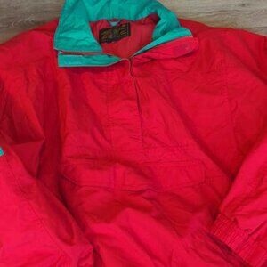 Vintage 90s Eddie Bauer Gore Tex Large Red Windbreaker Pullover Women Colorblock